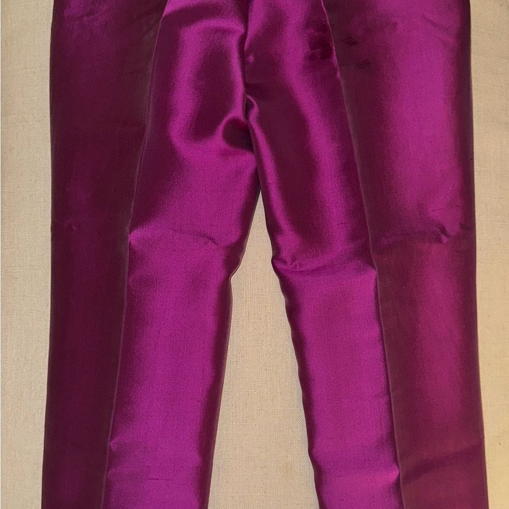 Vibrant Purple Silk Shantung Pants